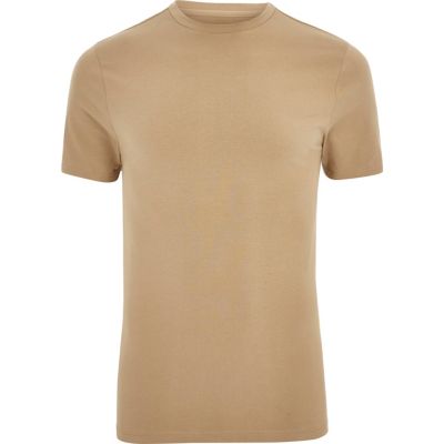 Light brown muscle fit T-shirt